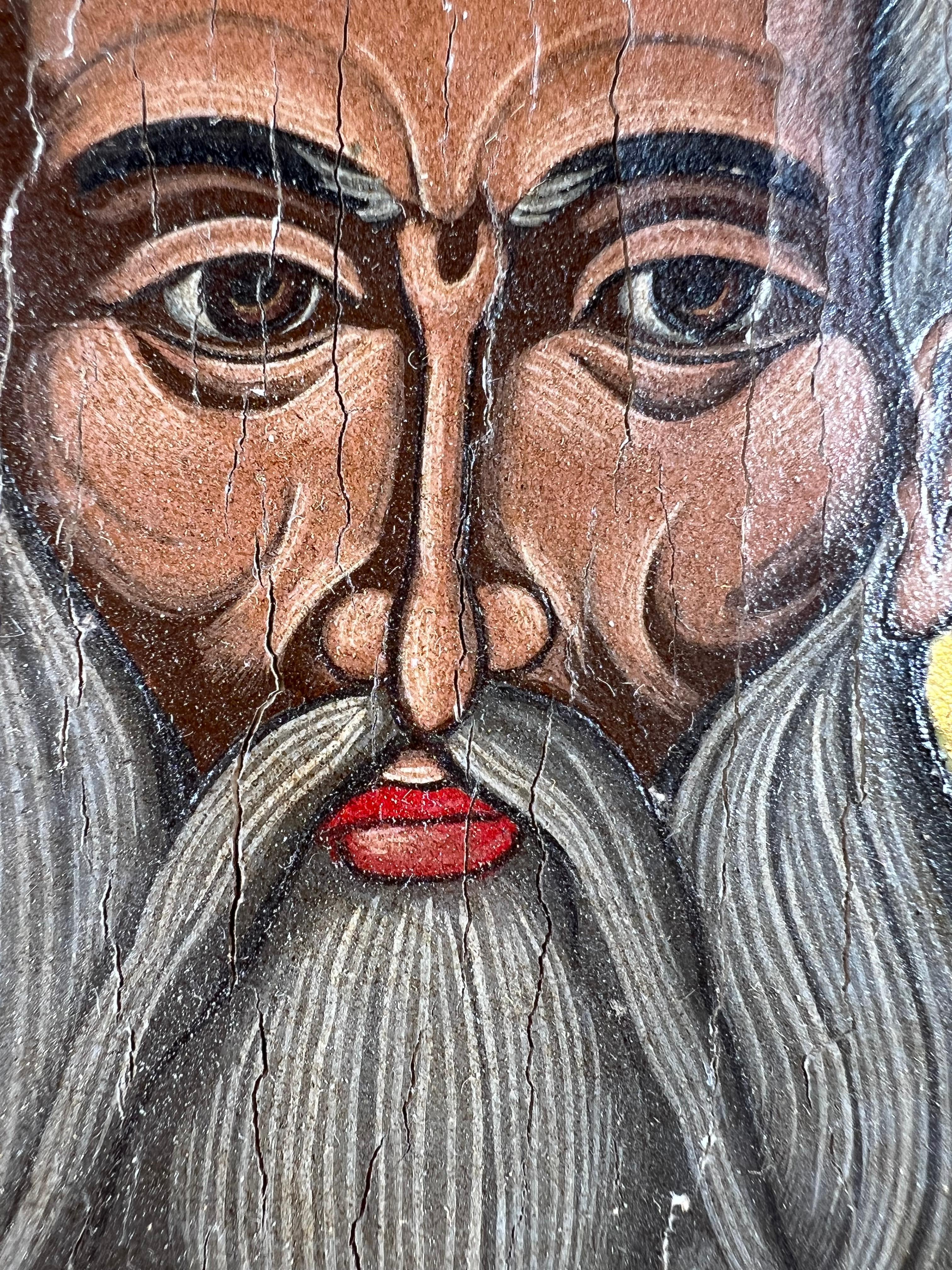 Fruitwood 18th-Century Orthodox Icon of Saint Athanasius of Alexandria – Hand-Painted For Sale