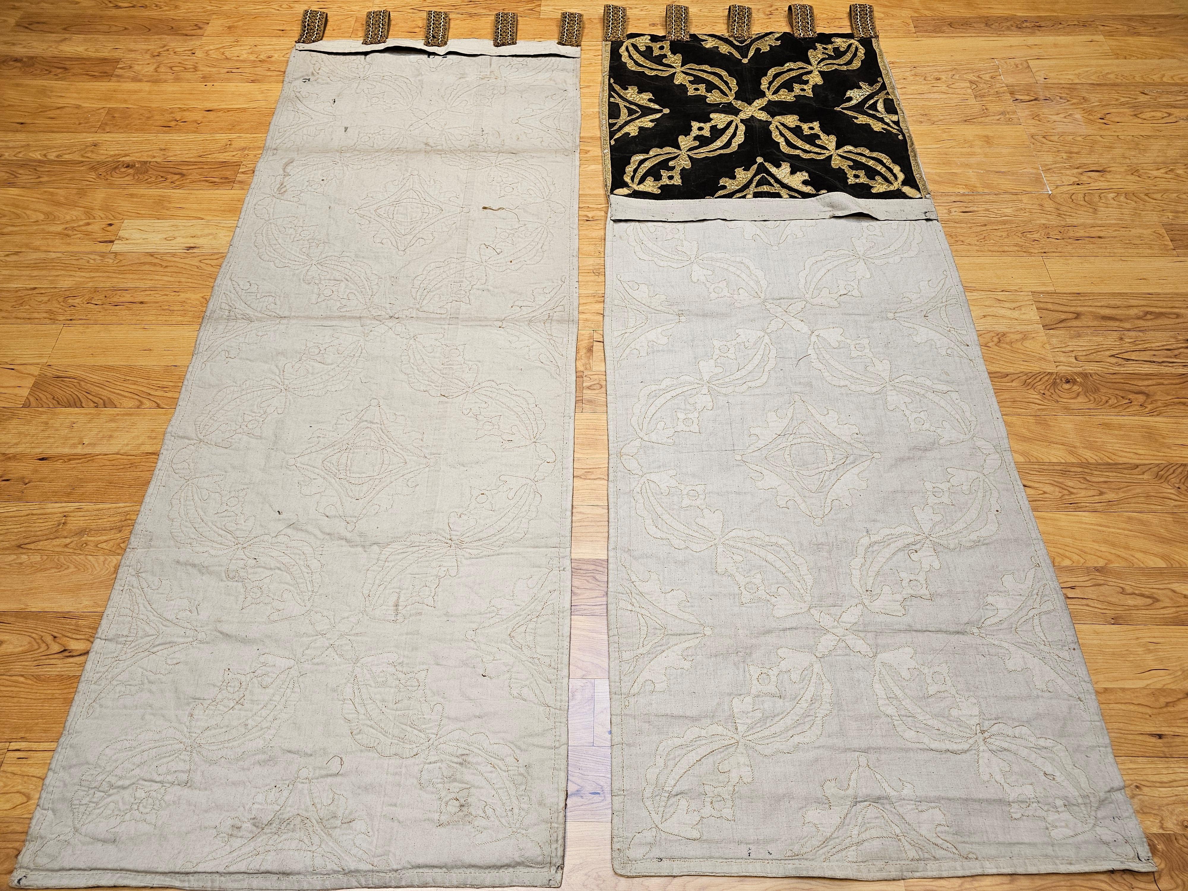 18th Century Ottoman Gilt Threads Brocade Embroidery Textile Panels (A Pair) For Sale 11