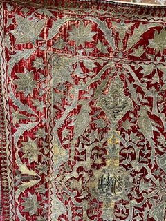 18th Century Ottoman Silk Velvet `Metal Embroidered Panel