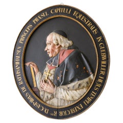 18th Century Oval Carved Wood Framed Bishop Portrait
