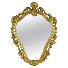 18th Century Oval Gilt Baroque Wall Mirror, Handcarved - Italy ca. 1790