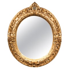 Antique 18th Century, Oval, Giltwood Mirror