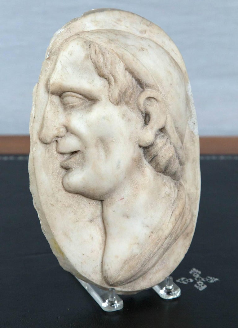 18th Century Oval Marble Profile Bust Plaque at 1stDibs