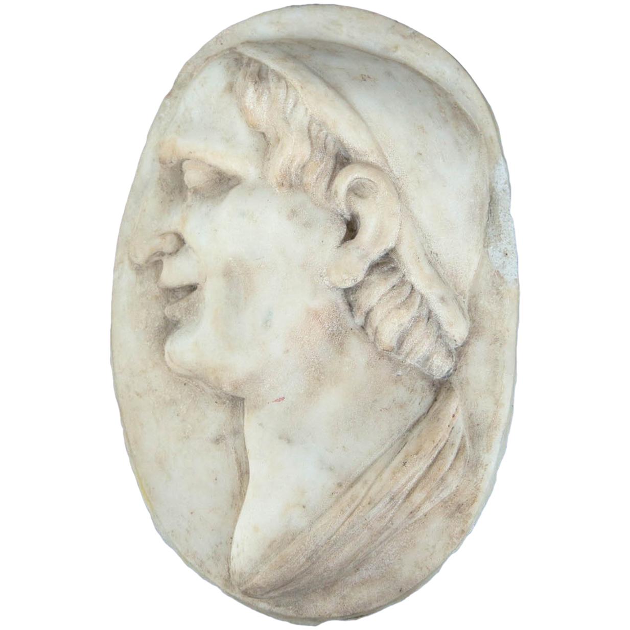 18th Century Oval Marble Profile Bust Plaque