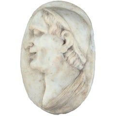 18th Century Oval Marble Profile Bust Plaque
