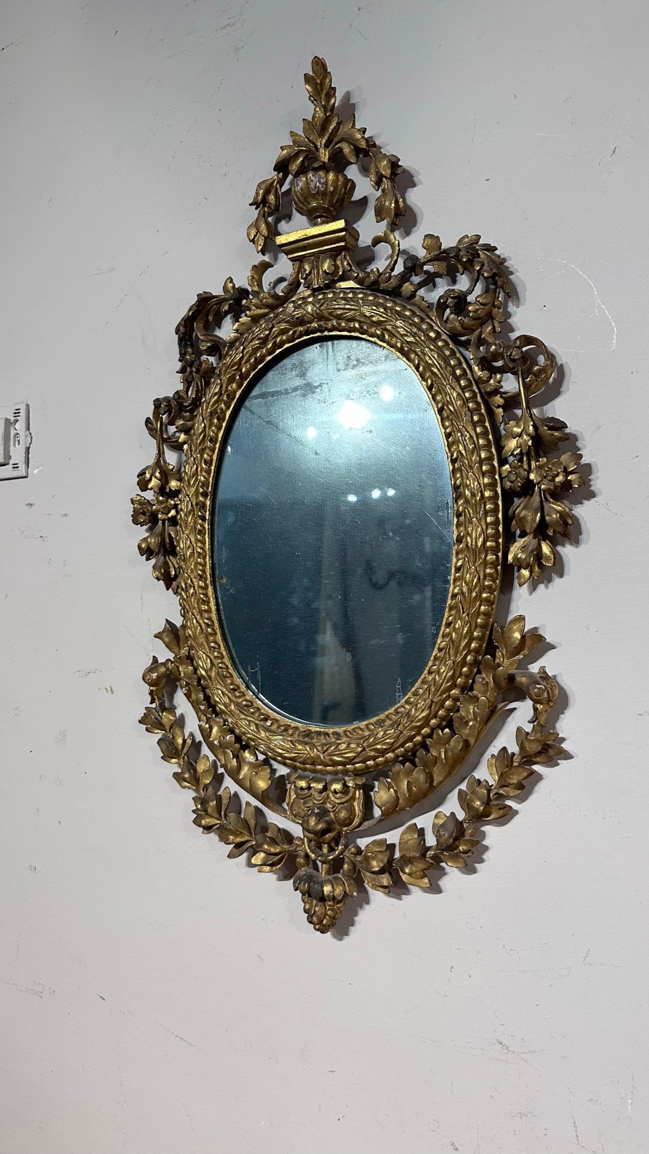 Louis XVI 18th Century Oval Mirror  For Sale