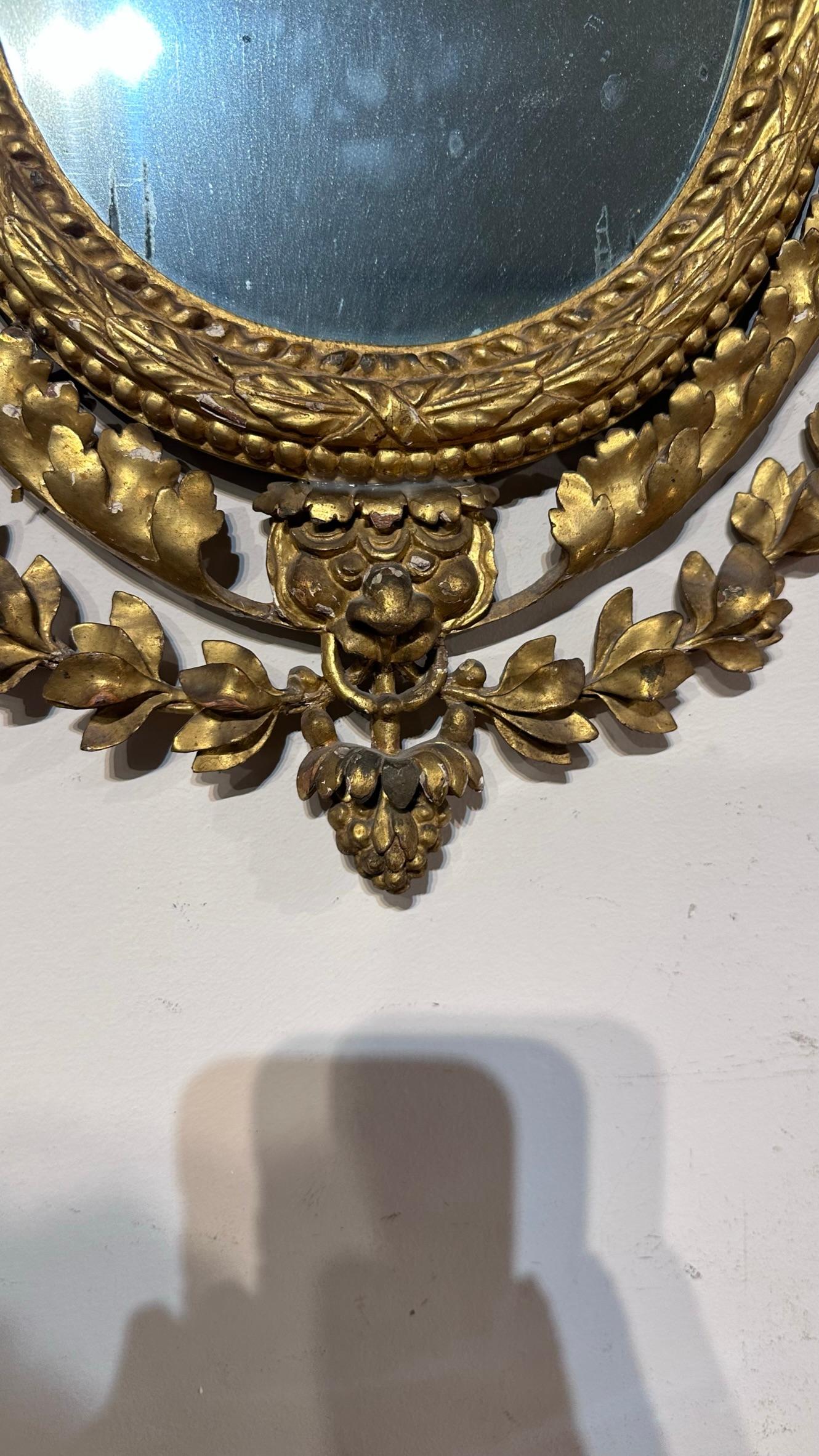 Italian 18th Century Oval Mirror  For Sale