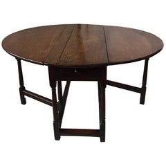 Antique 18th Century Oval Oak Drop Leaf Table