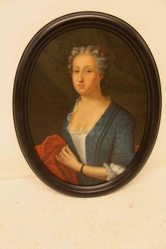 Portrait à l'huile ovale du 18e siècle