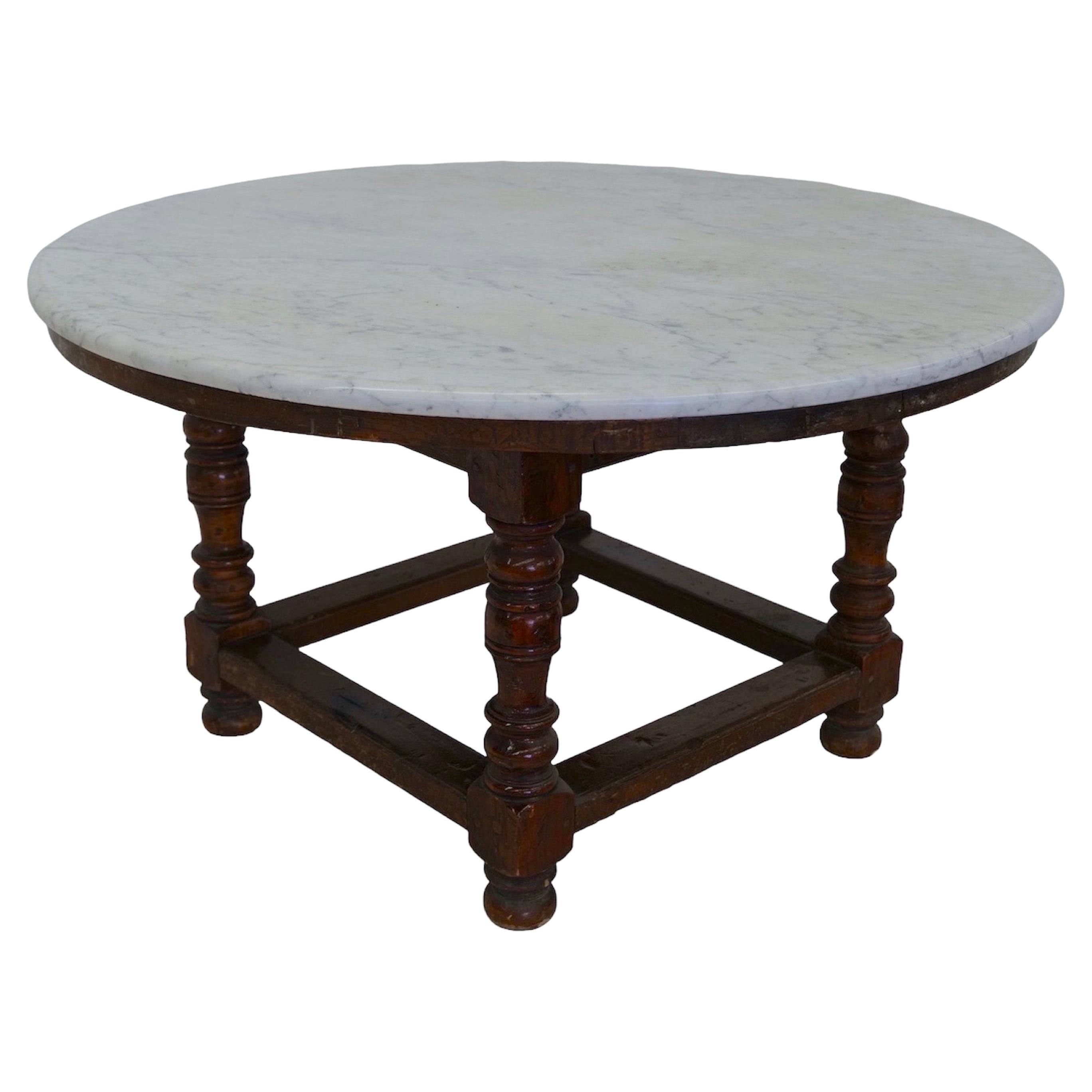 18th Century Oversize Wood and Marble Dining Table