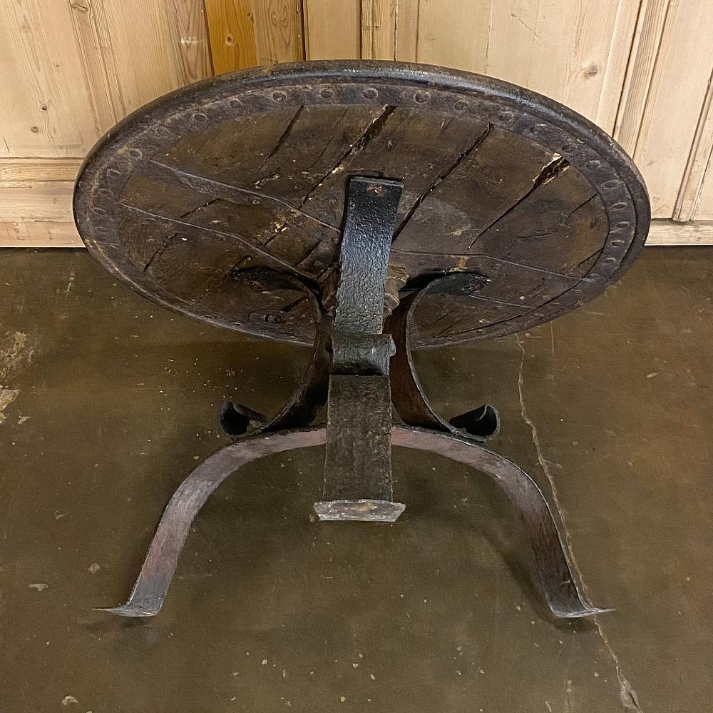 Wrought Iron 18th Century Ox Cart Wheel Coffee Table