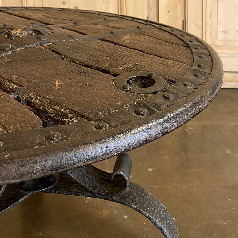 Hand-Crafted 18th Century Ox Cart Wheel Coffee Table