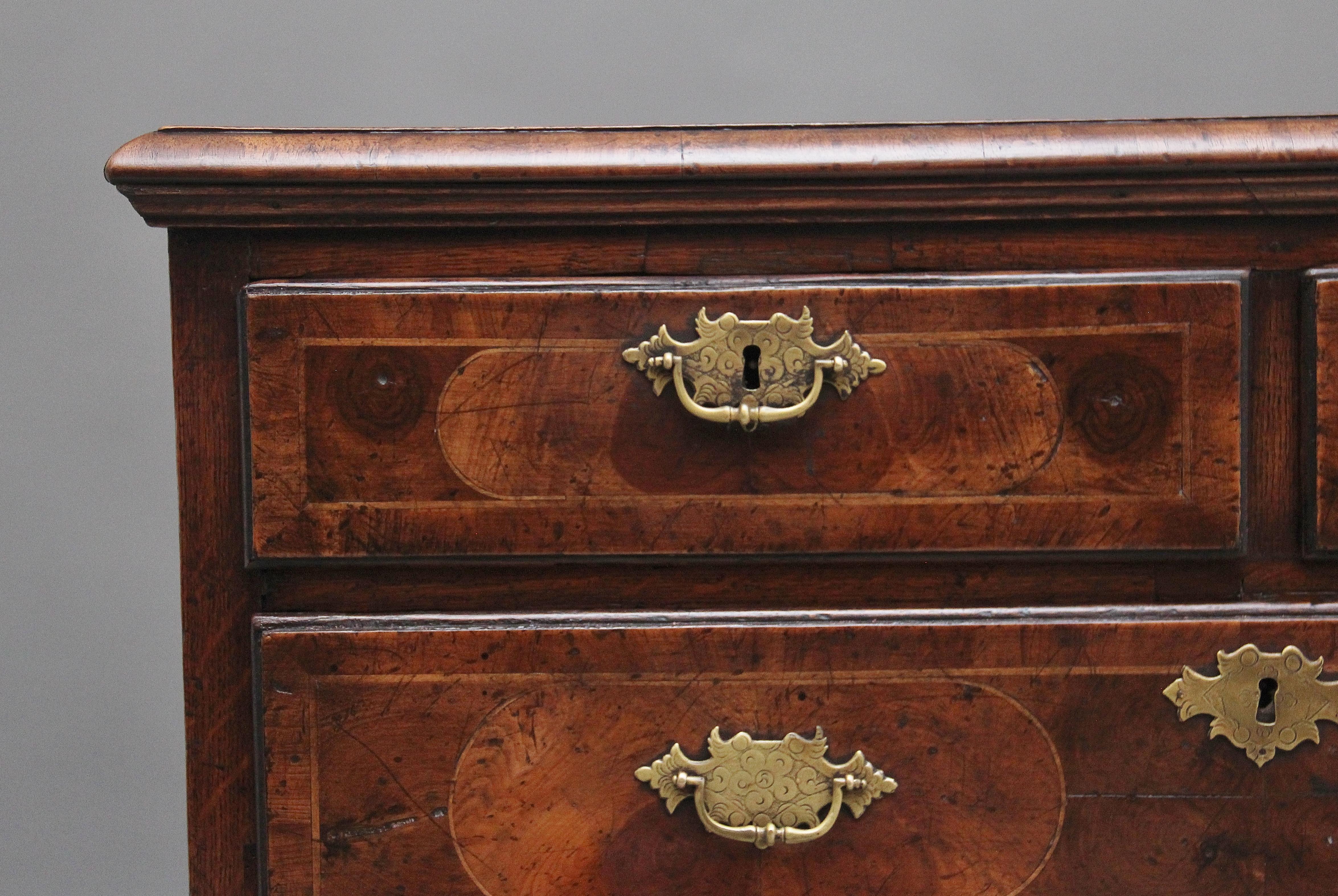 Georgian 18th Century oyster wood chest of drawers For Sale