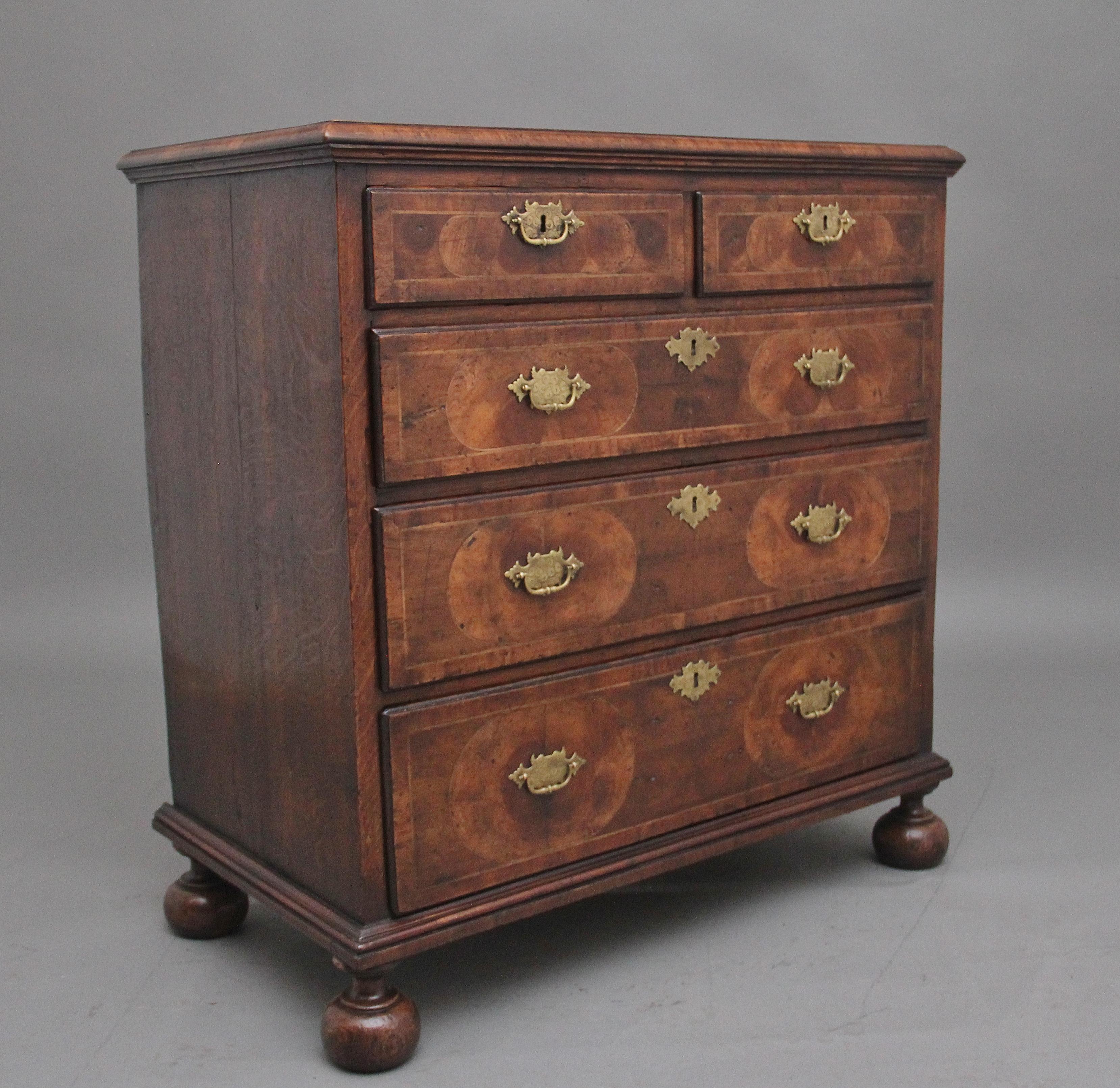 British 18th Century oyster wood chest of drawers For Sale