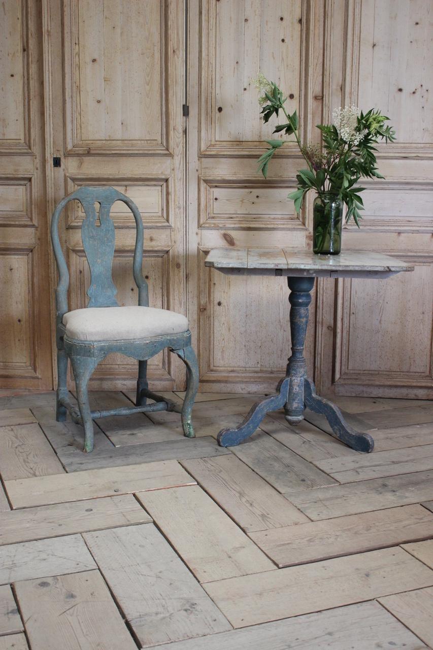 Wood 18th Century Pained Swedish Rococo Chair in the Original Paint