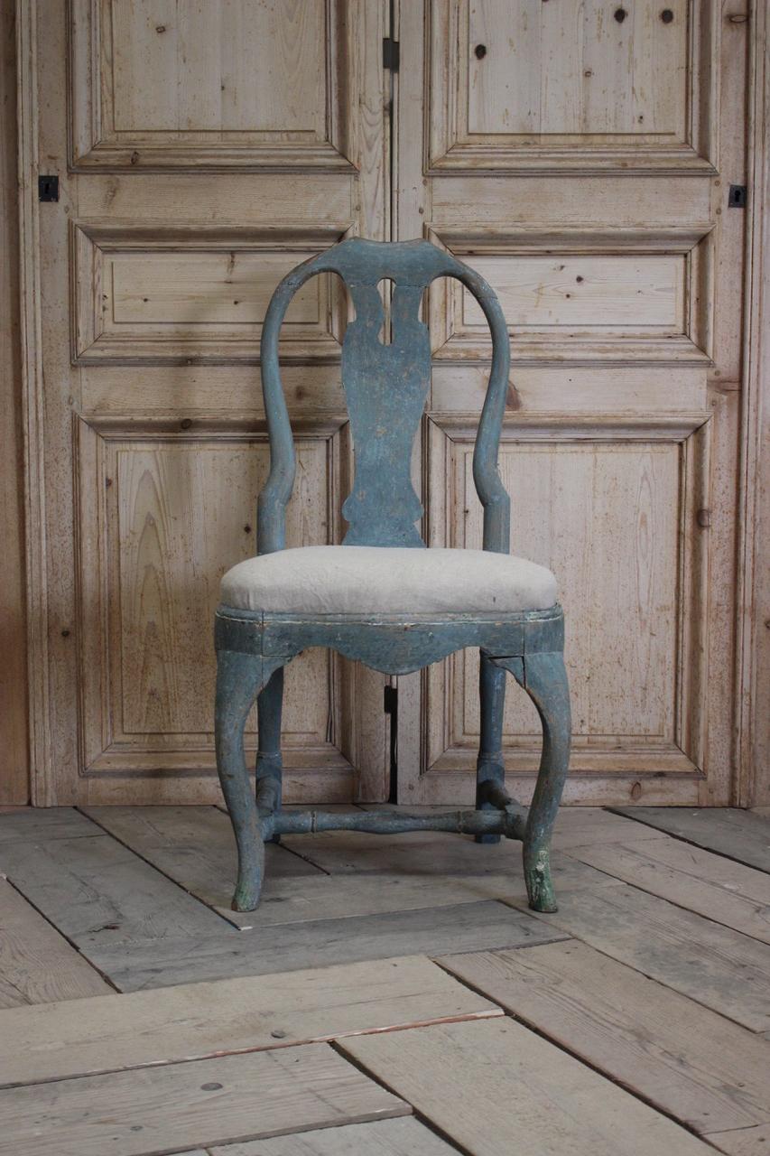 18th Century Pained Swedish Rococo Chair in the Original Paint 1