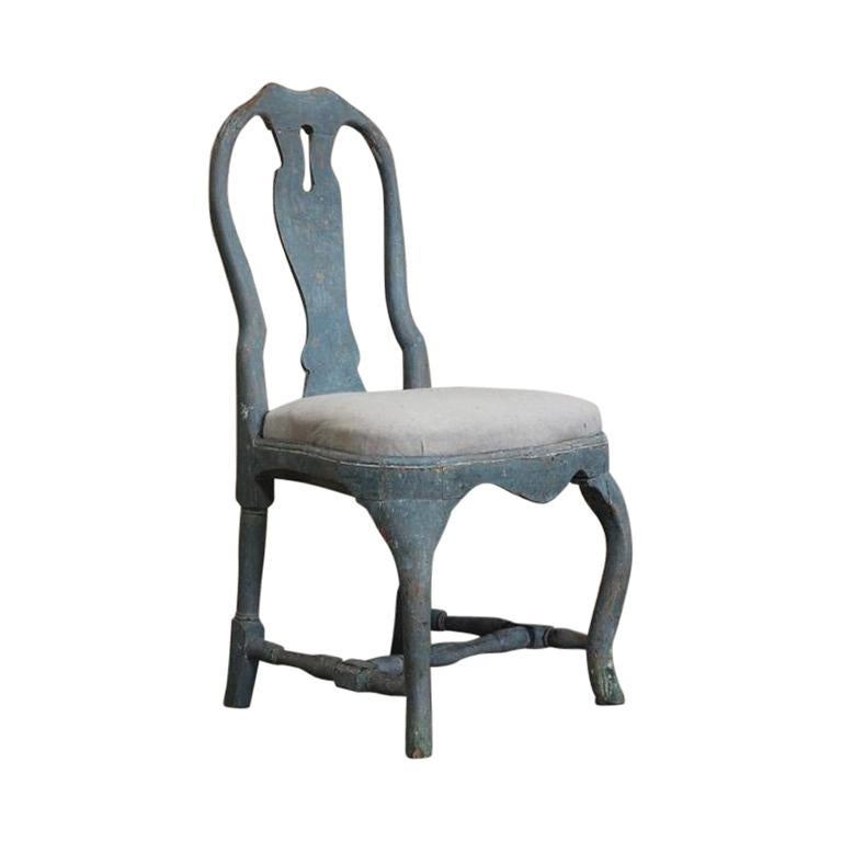 18th Century Pained Swedish Rococo Chair in the Original Paint