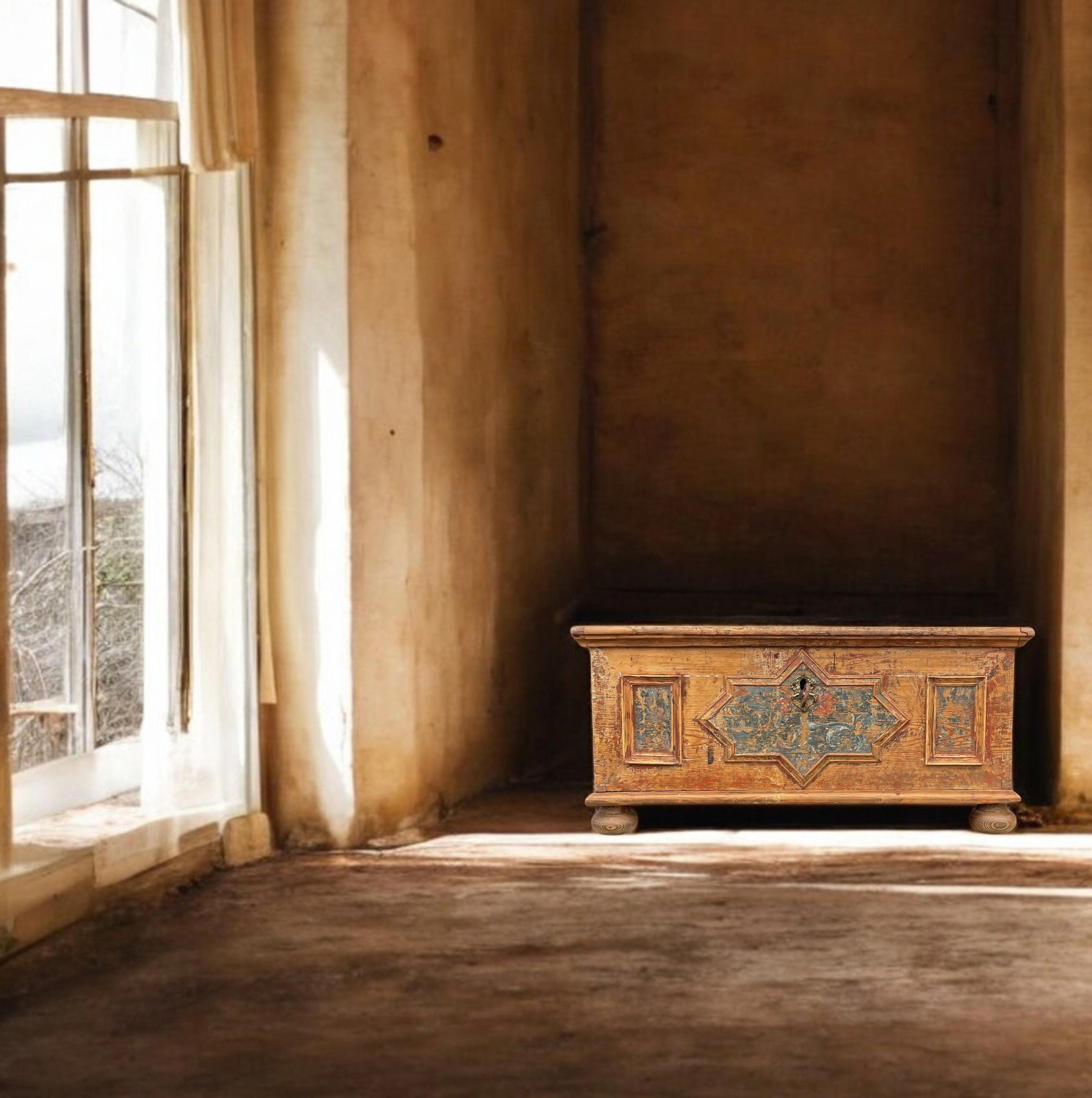 18th Century Painted Alpine Chest 12