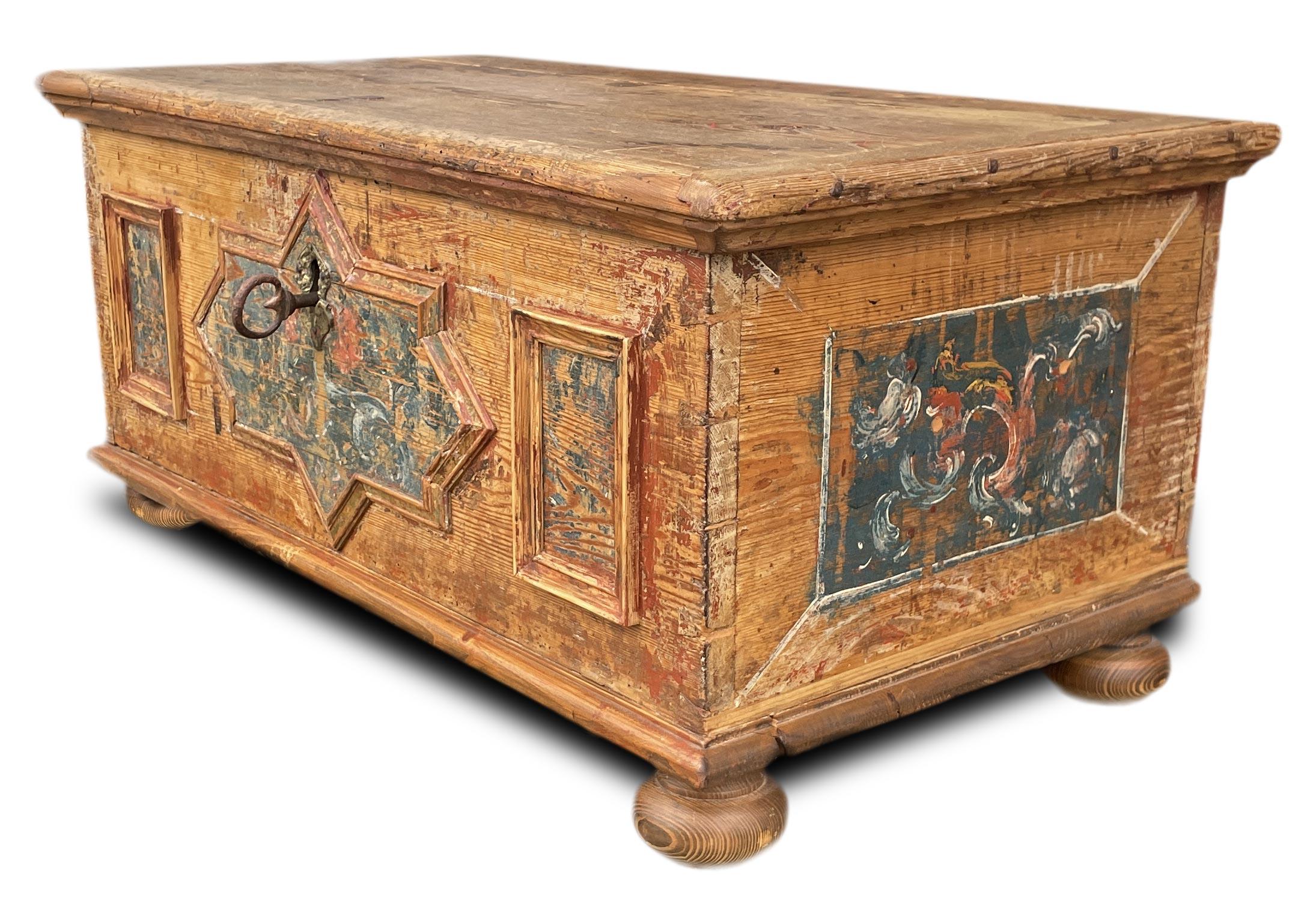 Hand-Painted 18th Century Painted Alpine Chest
