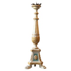 Chandelier de Toscane du 18ème siècle peint et doré avec feuilles d'acanthe