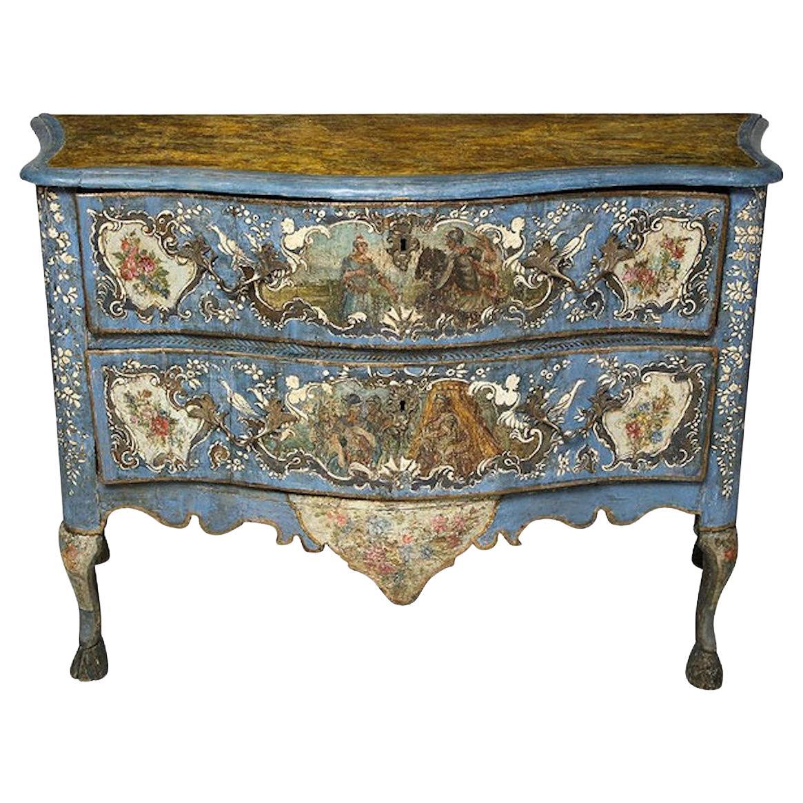 18th Century Painted Blue Italian Commode