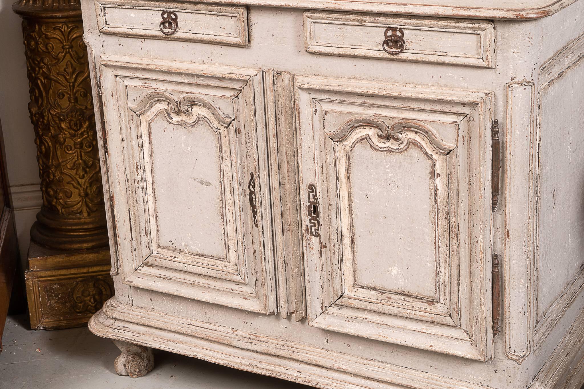 Carved 18th Century Painted Buffet Deux Corps