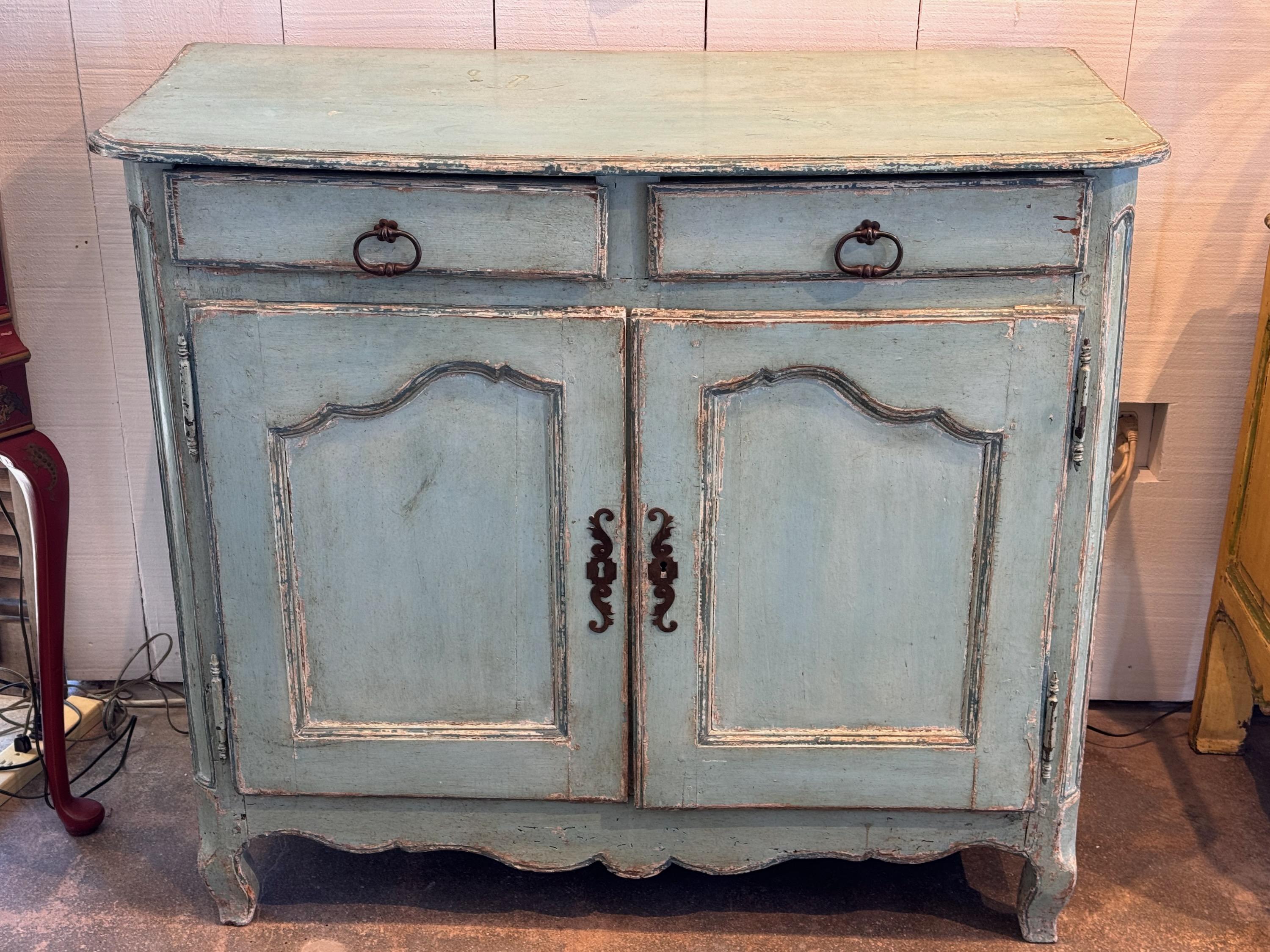 A pretty painted French Buffet . This is such a good color.