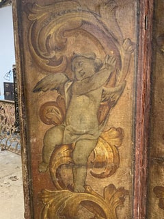 18th Century Painted Canvas Folding Screen