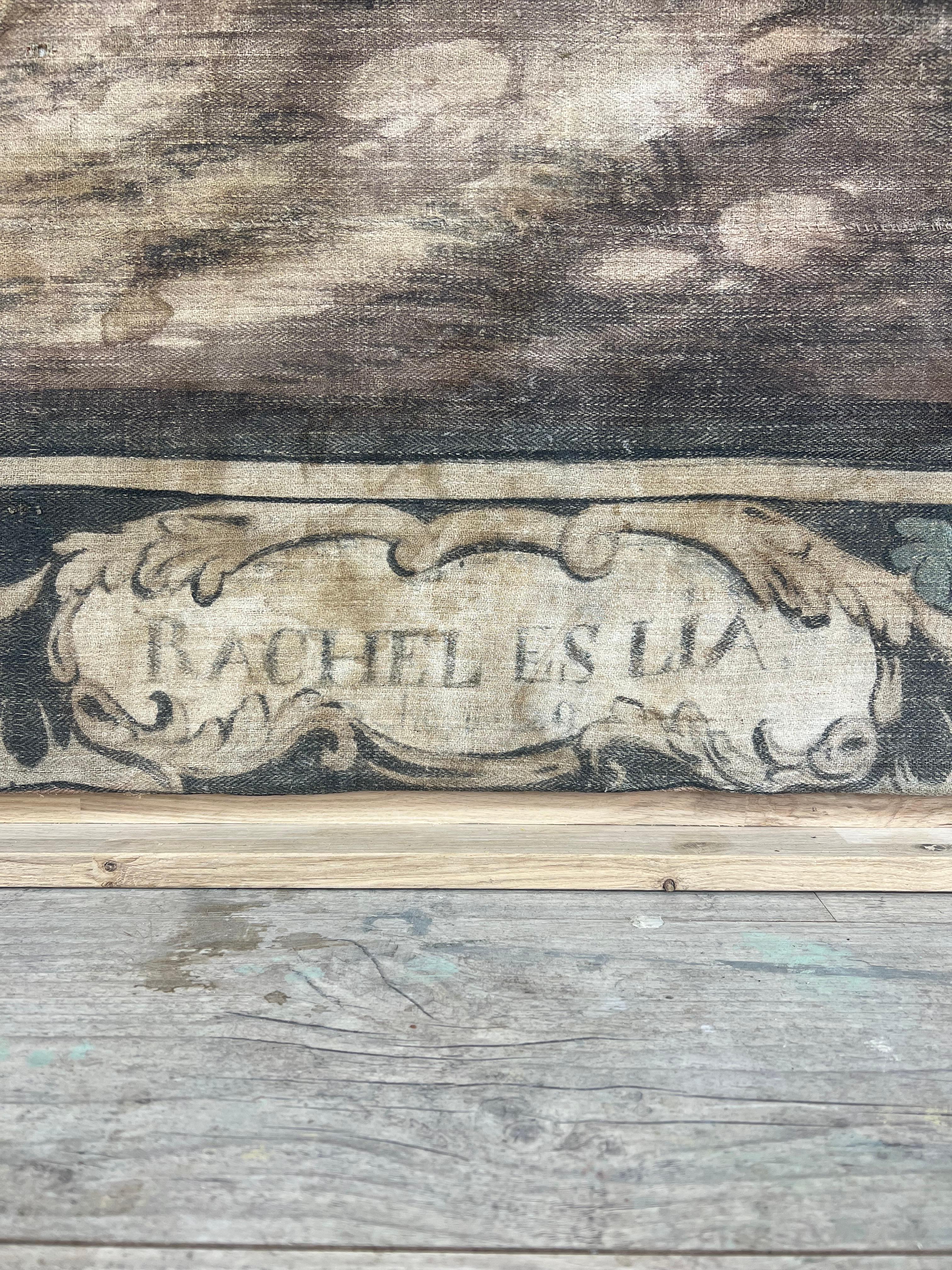 French Provincial 18th Century Painted Canvas, Rachel and Leah – Provence, France For Sale