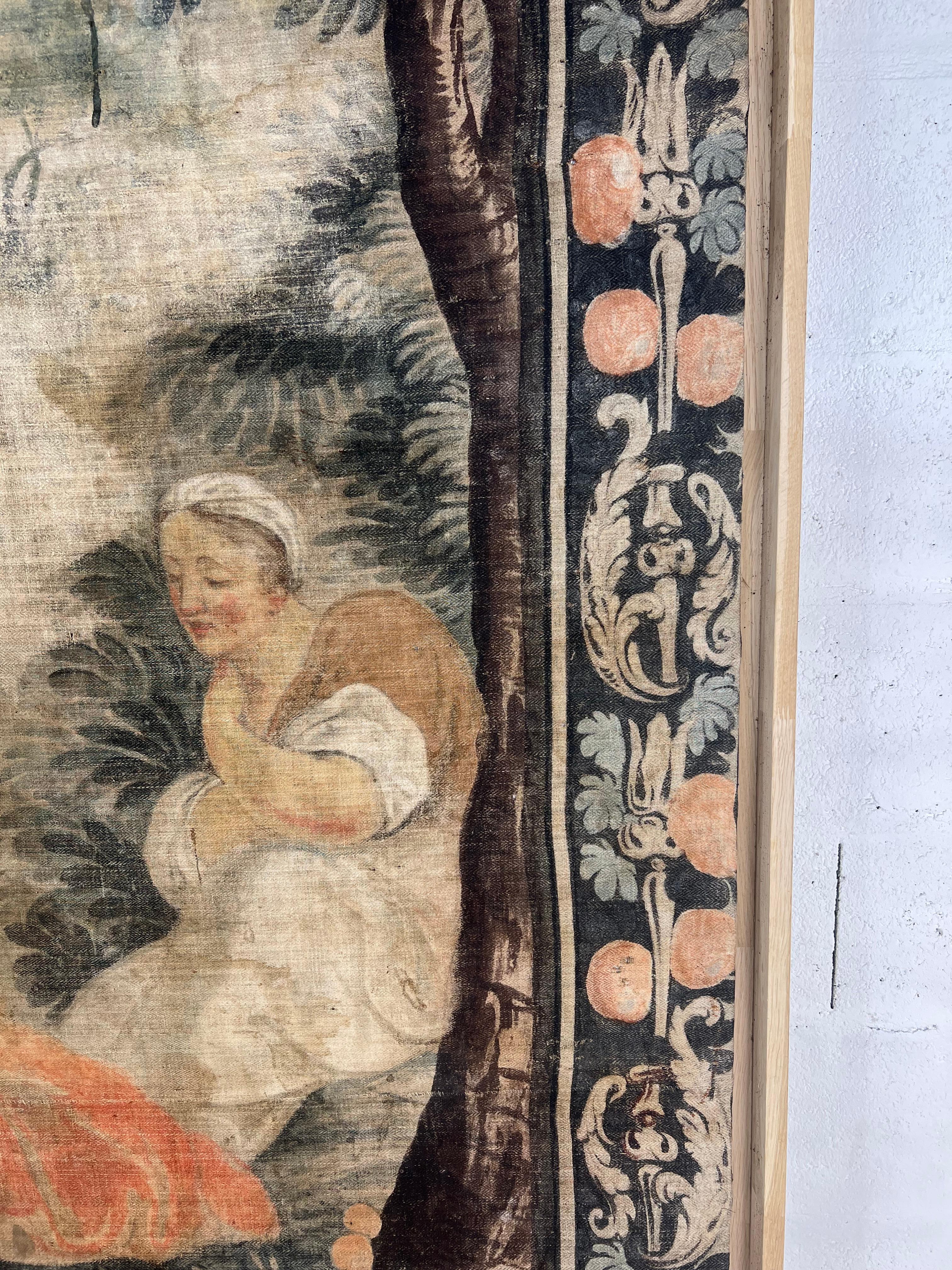 18th Century Painted Canvas, Rachel and Leah – Provence, France In Good Condition For Sale In PARIS, FR