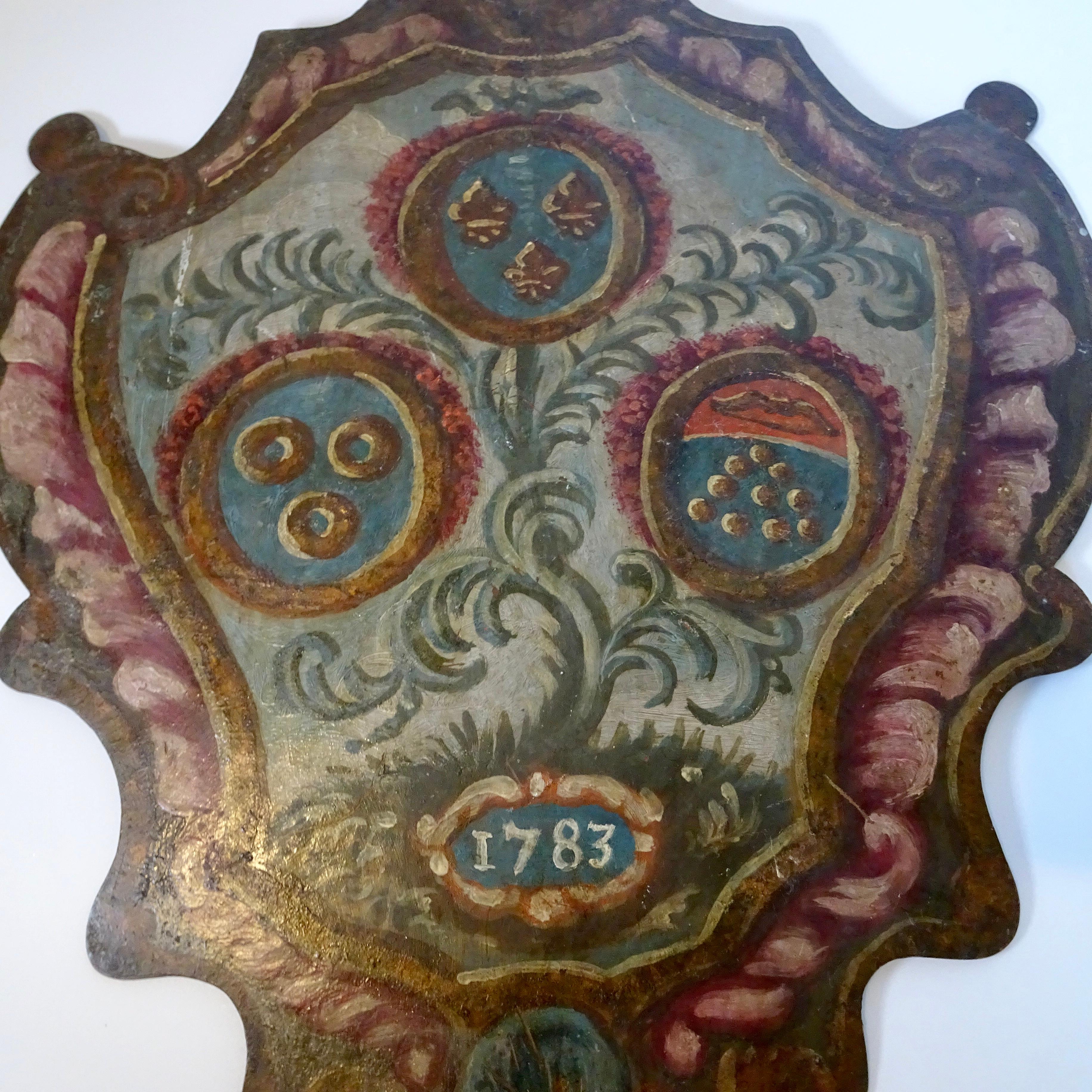 18th Century Painted Coat of Arms Shield In Good Condition In Nashville, TN