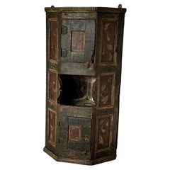 18th-Century Painted Corner Cabinet, Trysil, Norway