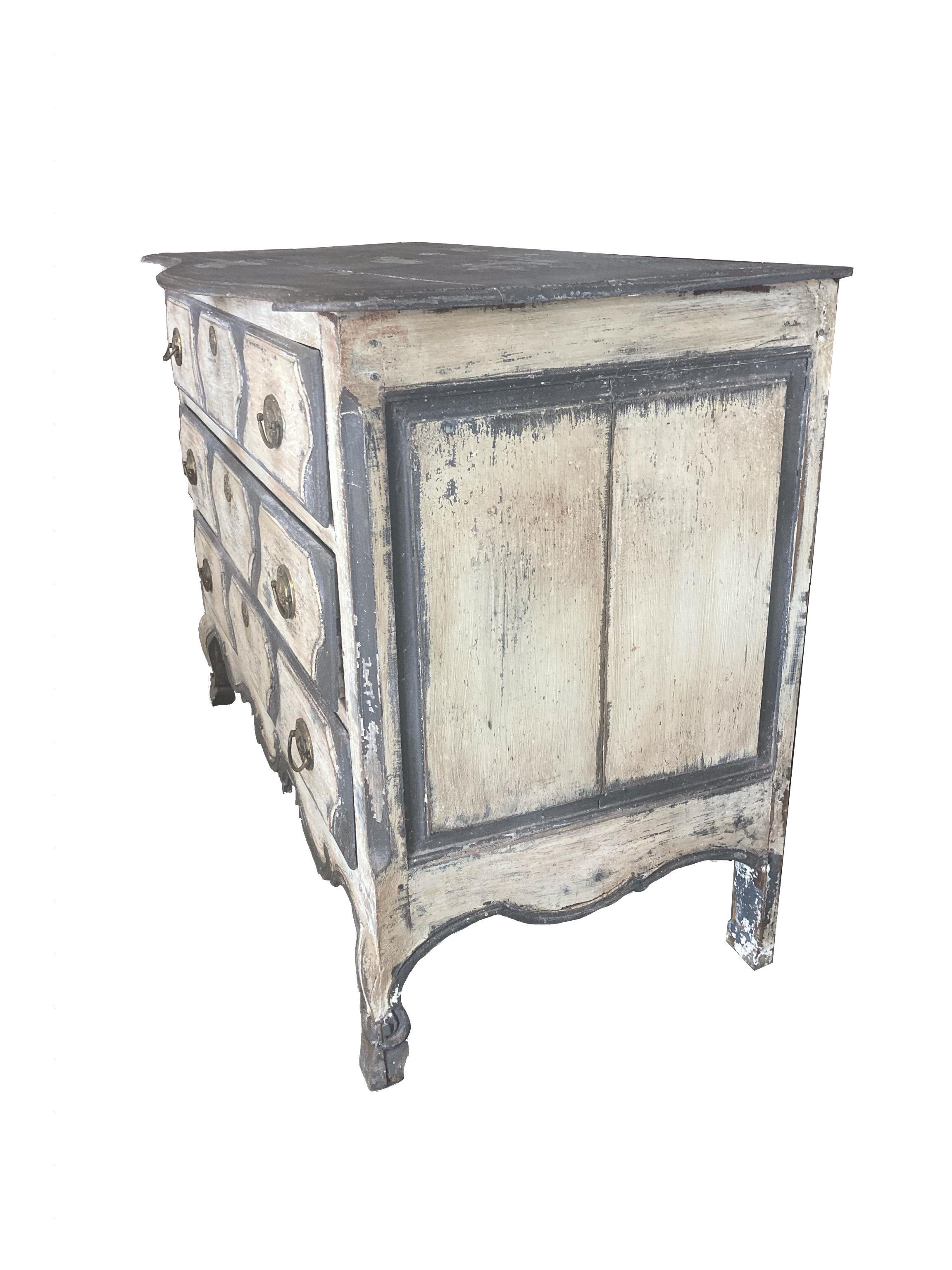 18th Century Painted Country French Louis XV Commode, Chest 1