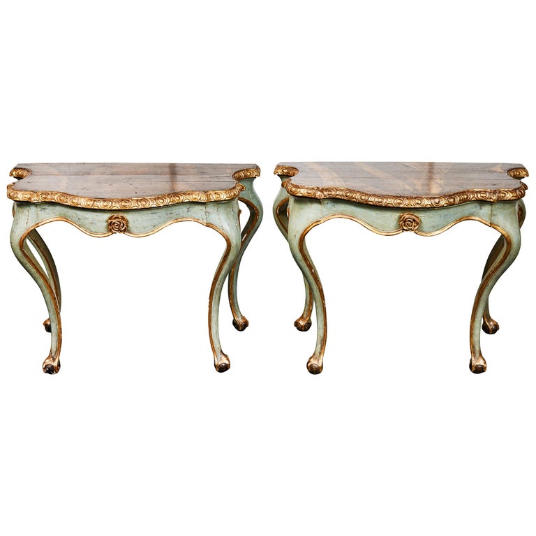 18th Century, Painted Demilunes For Sale at 1stDibs