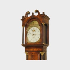 18th Century Painted Dial Mahogany Long Case Clock