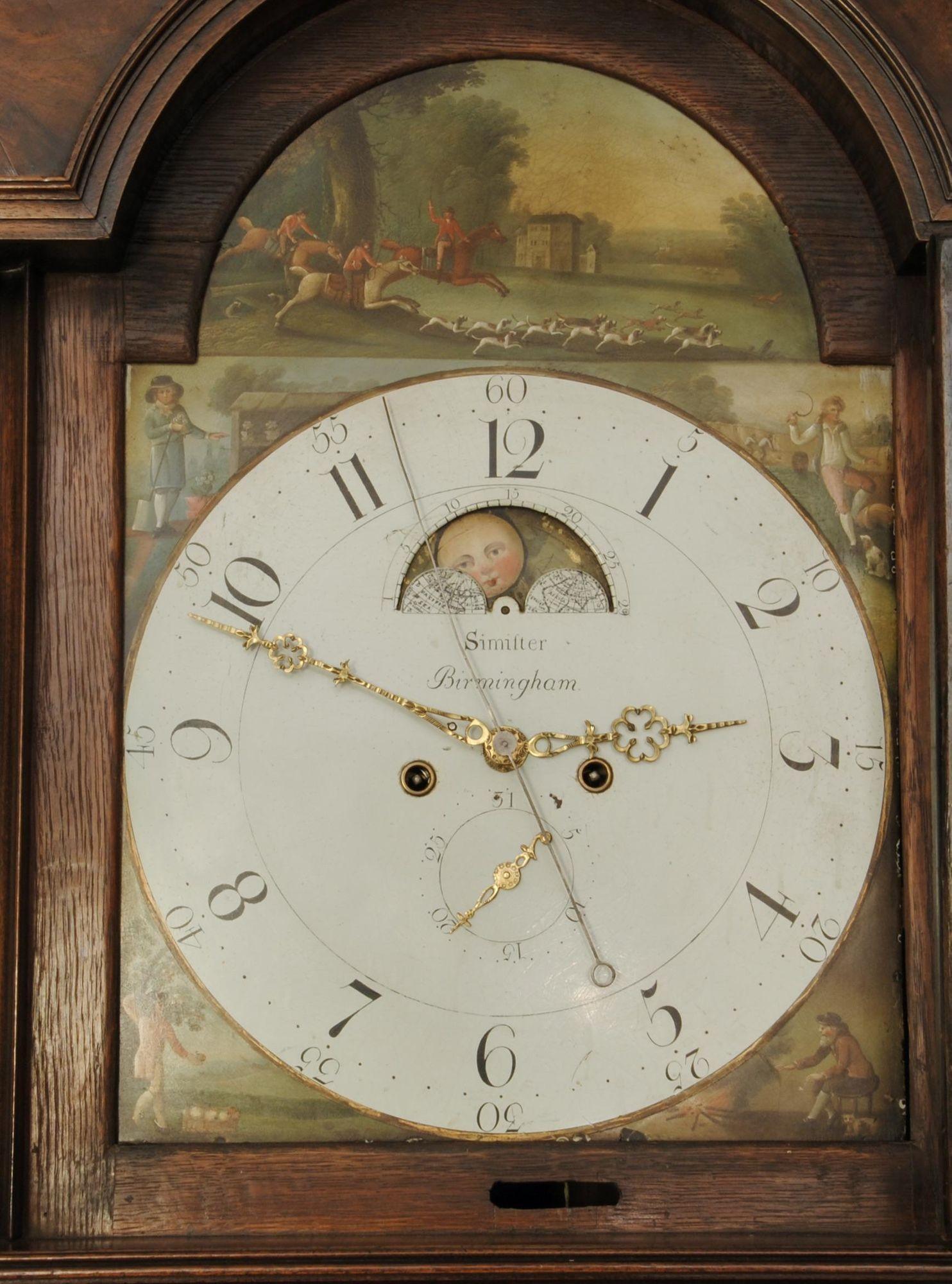 18. Jahrhundert Gemaltes Zifferblatt Mahagoni Langgehäuse Uhr im Angebot 1