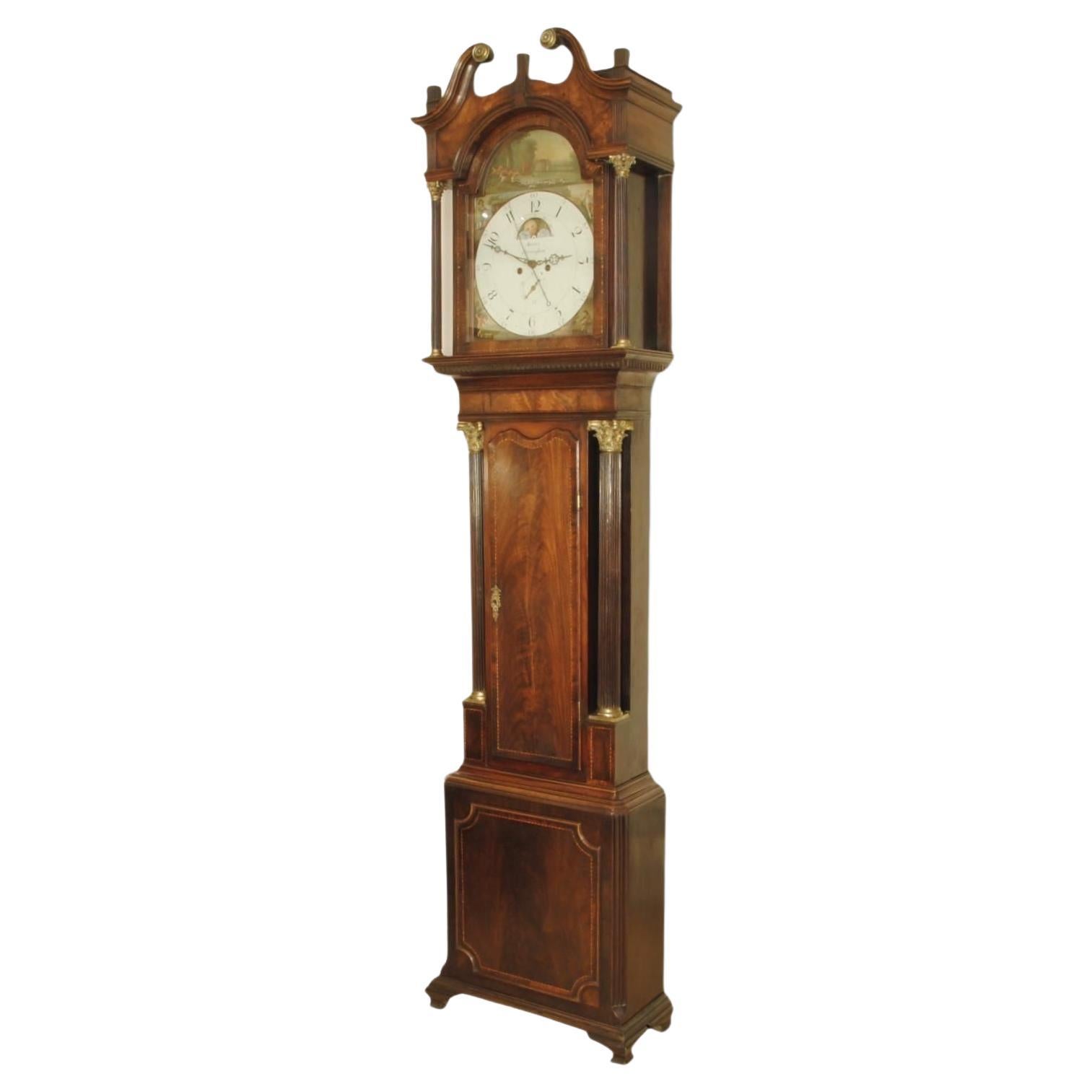 18th Century Painted Dial Mahogany Long Case Clock
