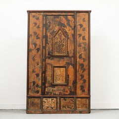 Antique 18th Century Painted Folk Art Farmhouse Bridal Cabinet