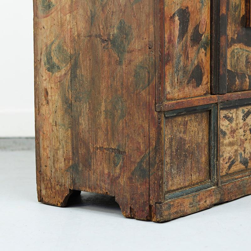 Pin Cabinet de mariage d'art populaire peint du 18e siècle en vente