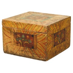 18th Century Painted Folk Art Farmhouse Bridal Chest / Trunk