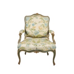 Sillón Francés Pintado del Siglo XVIII en Tela Coraggio