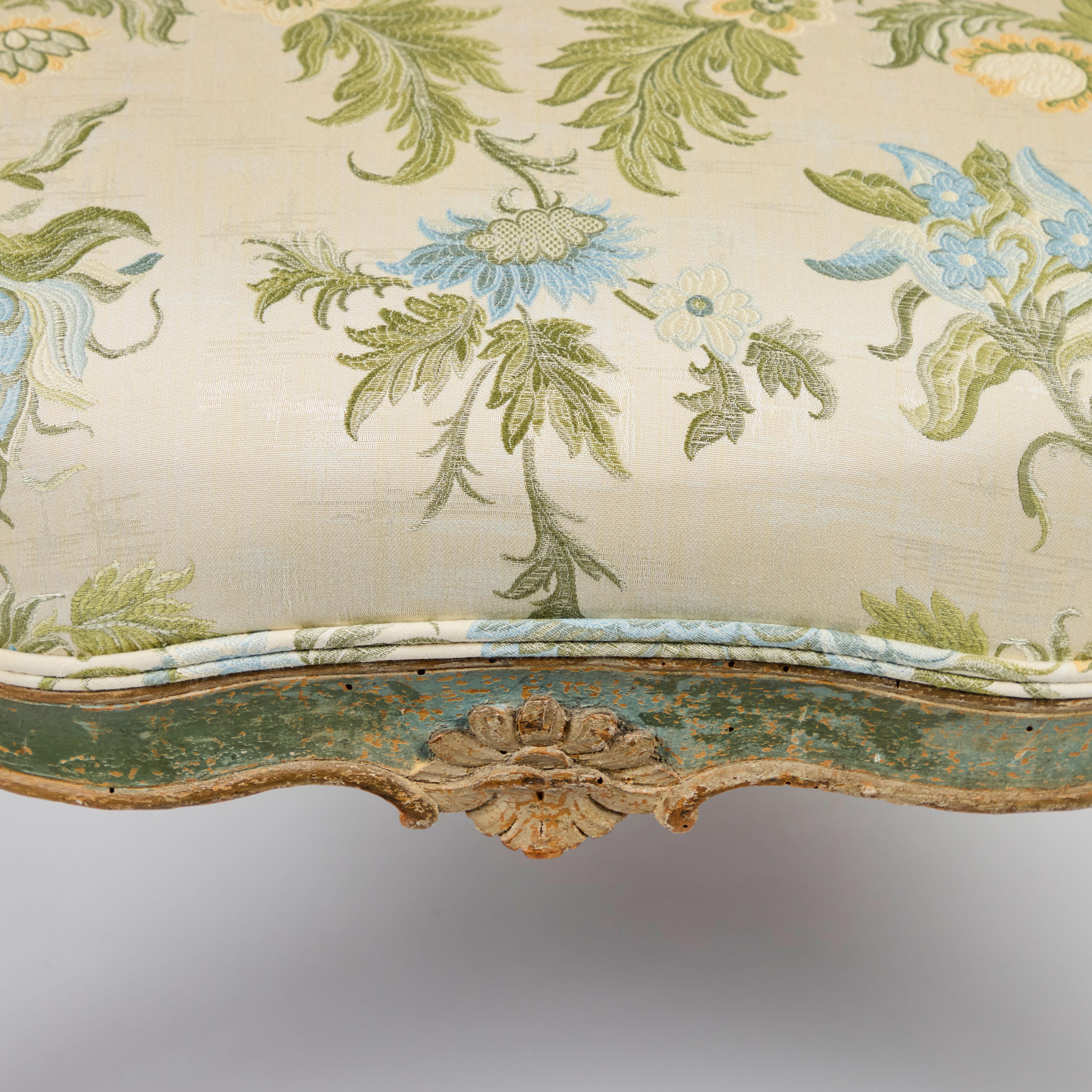 18th Century Painted French Armchair in Coraggio Fabric In Good Condition For Sale In Los Angeles, CA