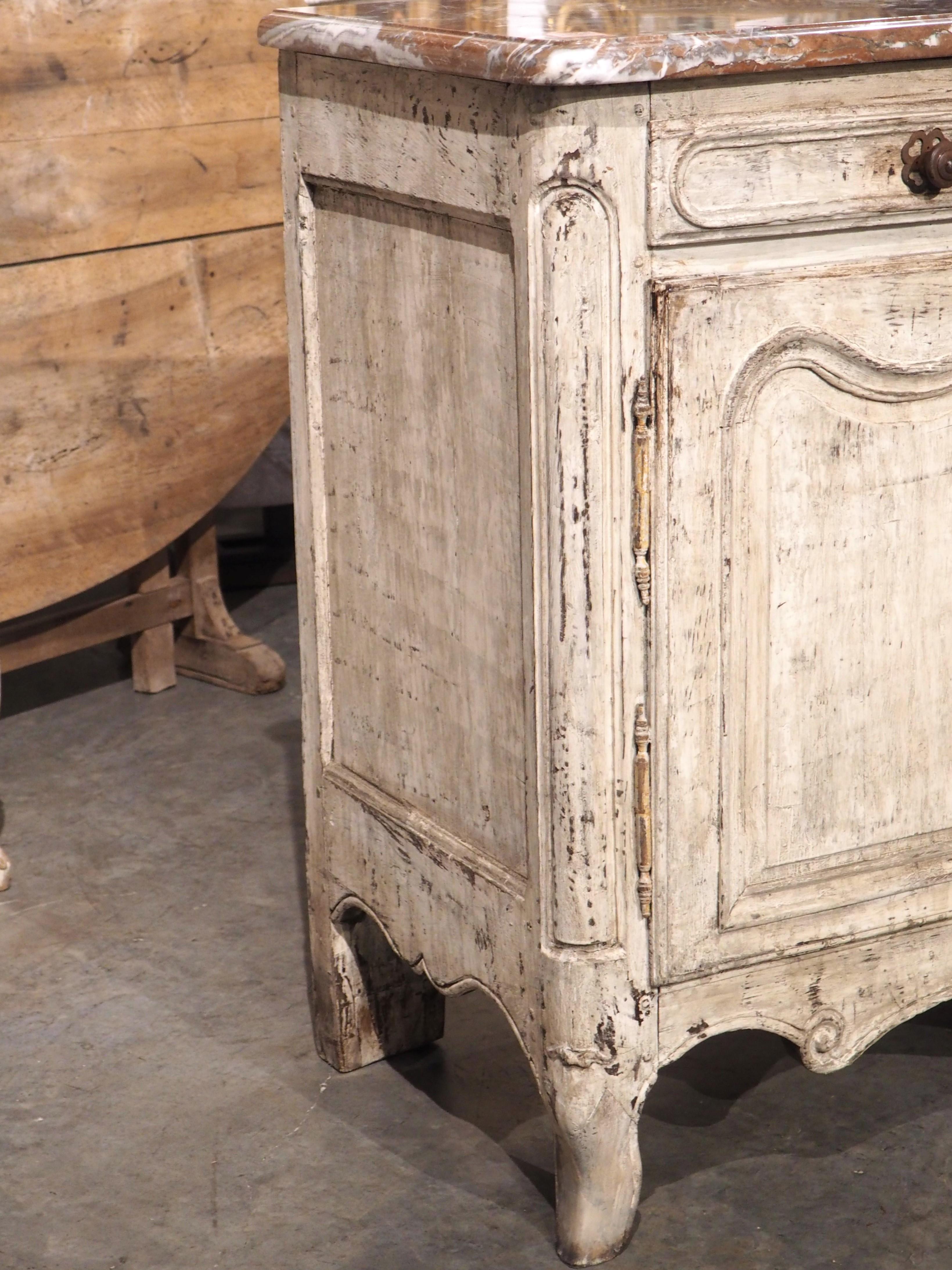 18th Century Painted French Enfilade with Rouge Royal Marble Top For Sale 11