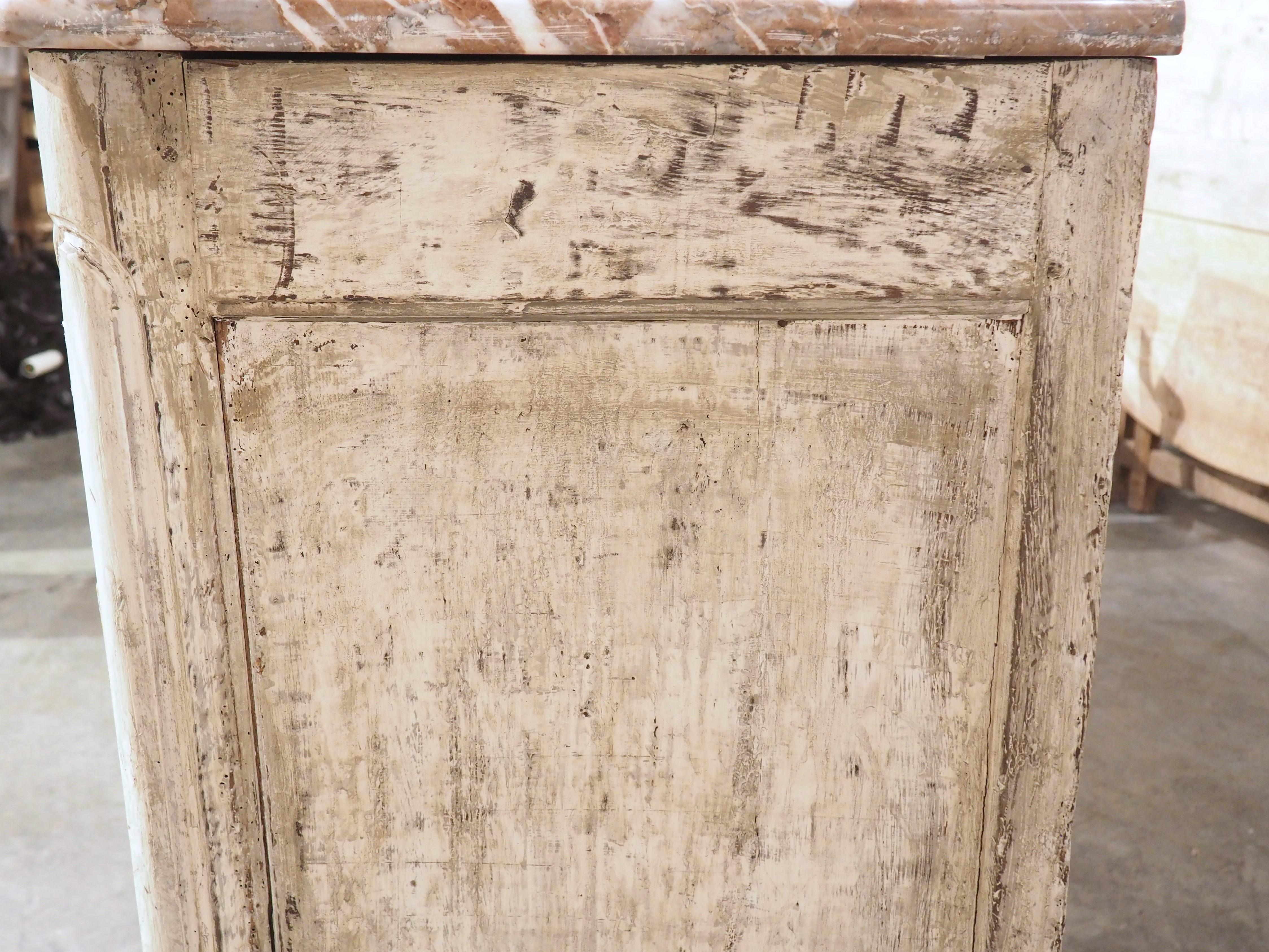 Hand-Carved 18th Century Painted French Enfilade with Rouge Royal Marble Top For Sale