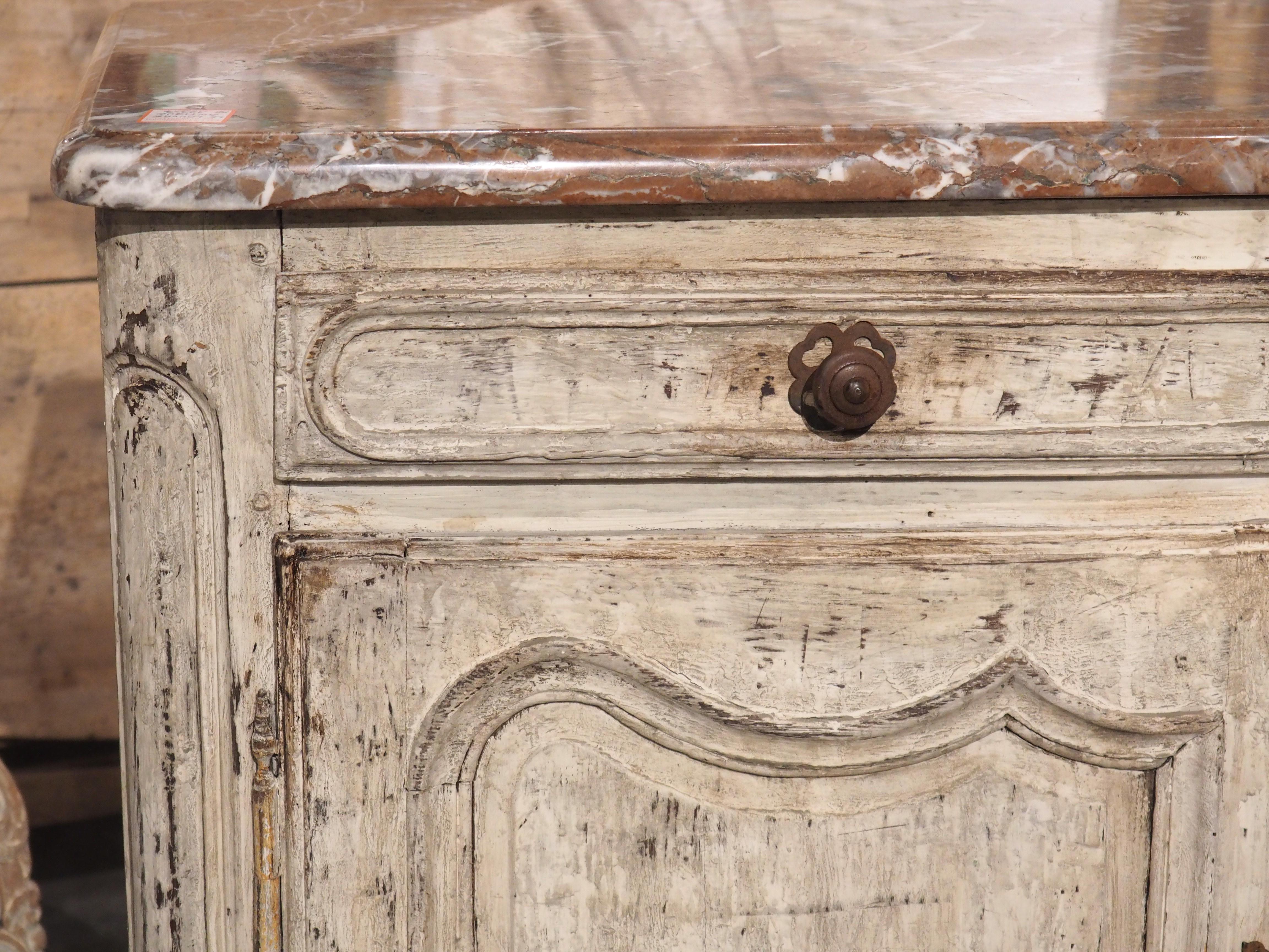 18th Century Painted French Enfilade with Rouge Royal Marble Top For Sale 2
