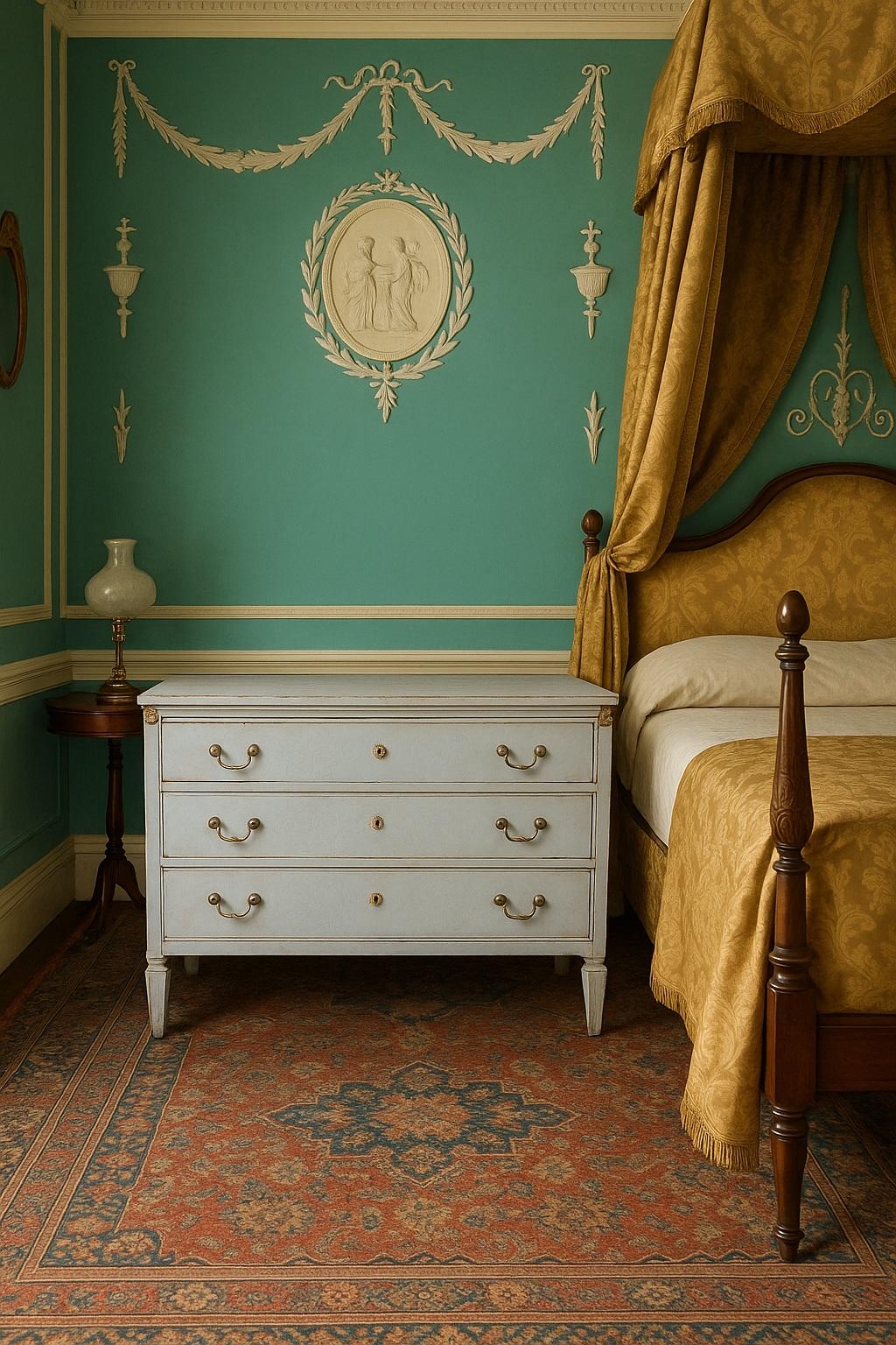 Neoclassico Dipinto italiano del XVIII secolo  cassettiera commode in vendita