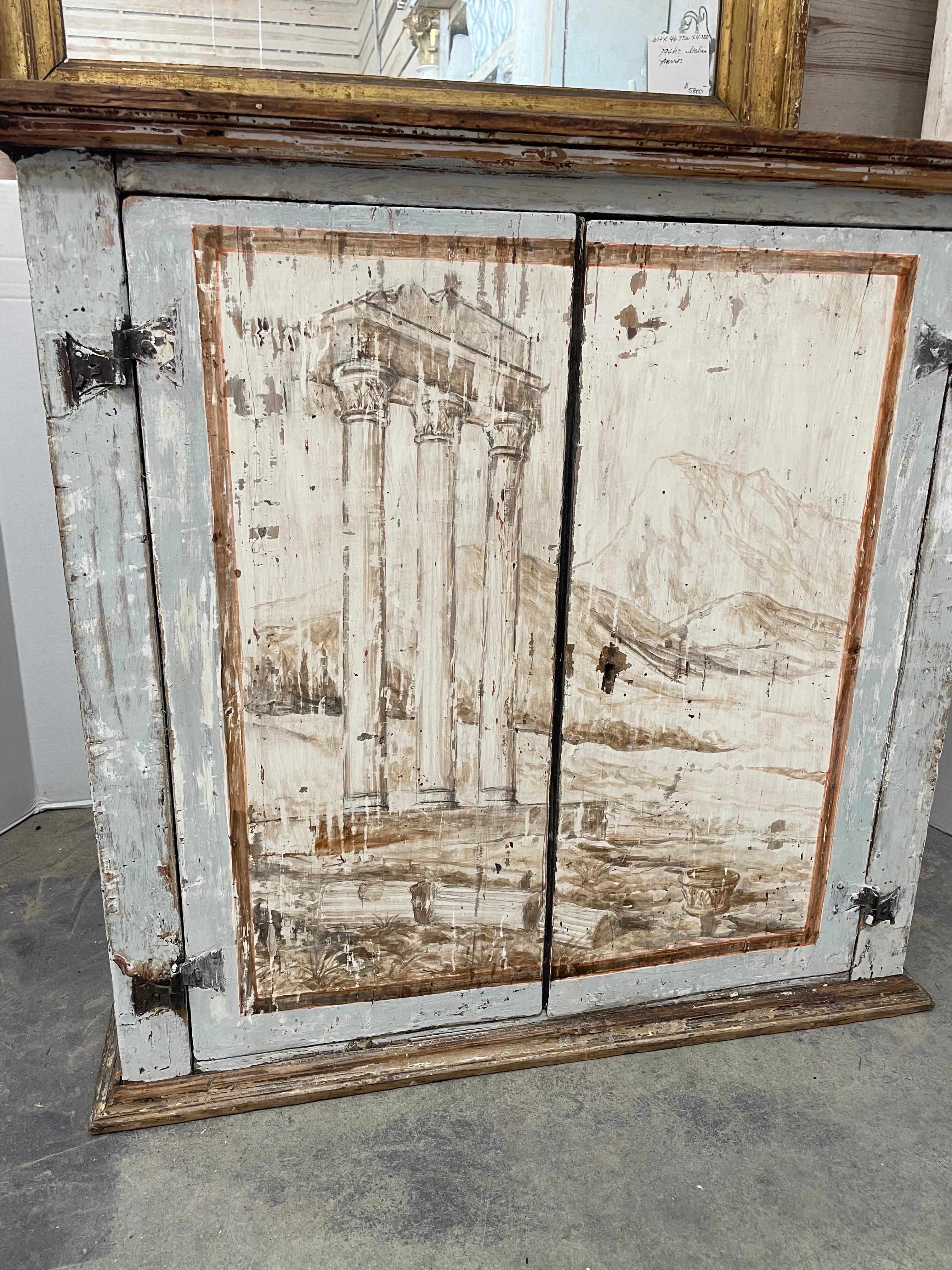 18th Century Painted Italian Buffet with Architectural Design For Sale 1