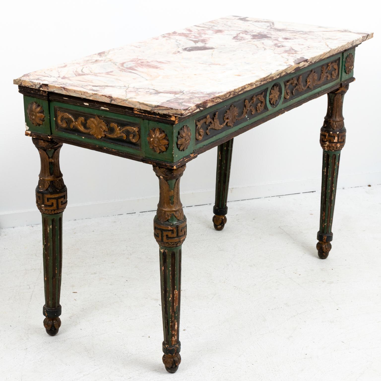 Marble 18th Century Painted Italian Console Table