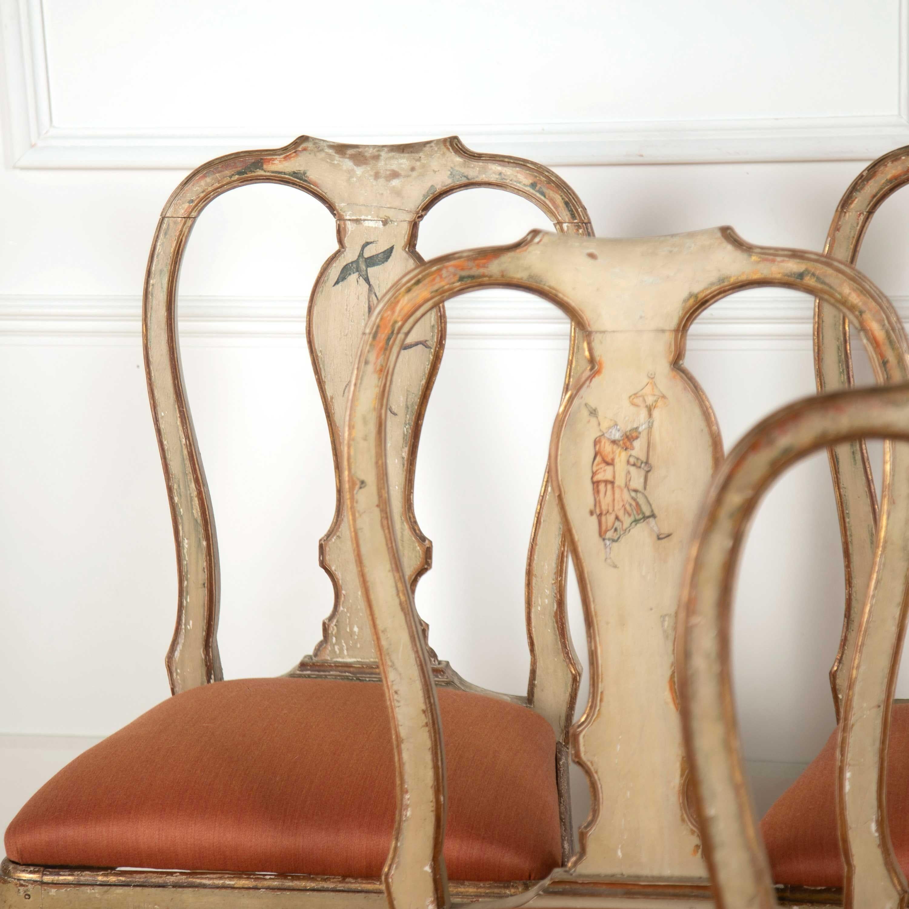 18th Century Painted Italian Dining Chairs In Good Condition In Gloucestershire, GB