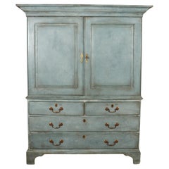 18th Century Painted Linen Cupboard